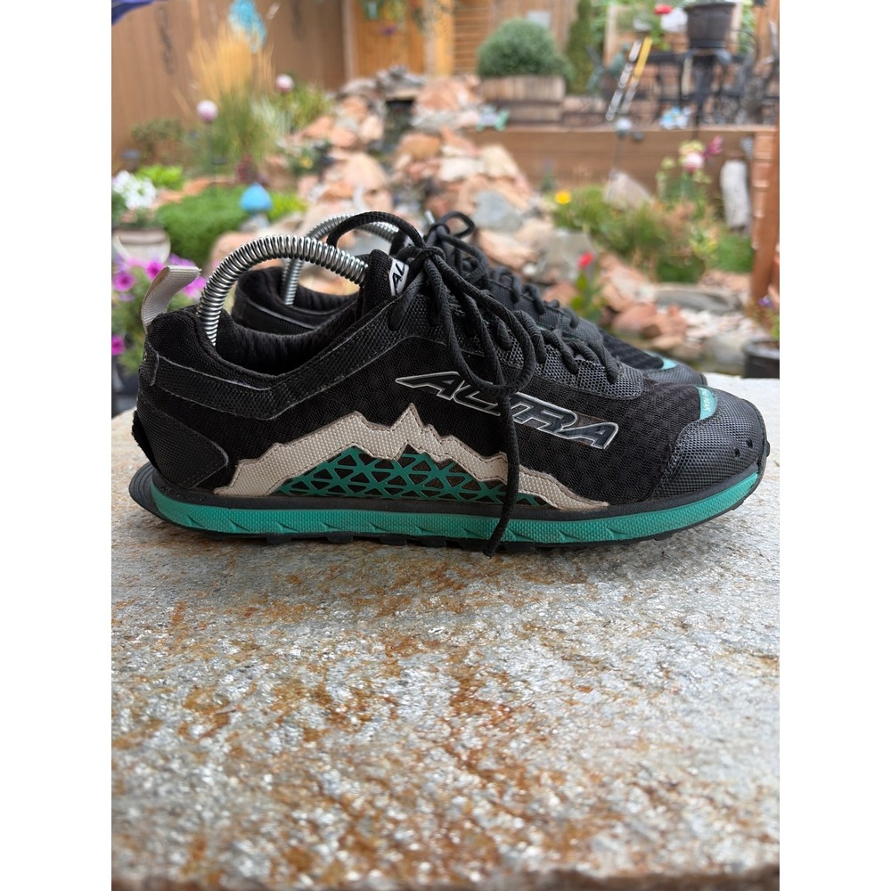 Altra Lone Peak Trail Running Shoes Womens 9 Black Teal Zero Drop A2353-2-090